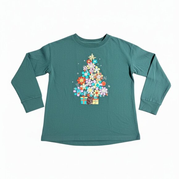 NEW BCG Girls' Long Sleeve Christmas Tree Graphic T-Shirt - Picture 1 of 6